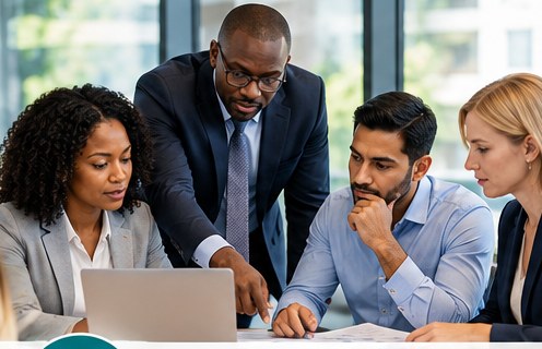 Diverse professionals collaborating in Management Consulting