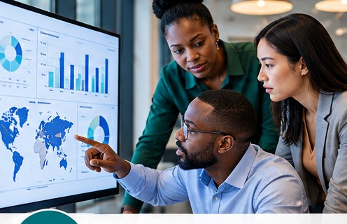 Business consultants reviewing operational performance